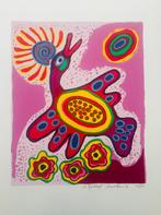 Zeefdruk "De Tijd Vliegt" van Frank Rosen Kleurrijke grafiek, Ophalen of Verzenden