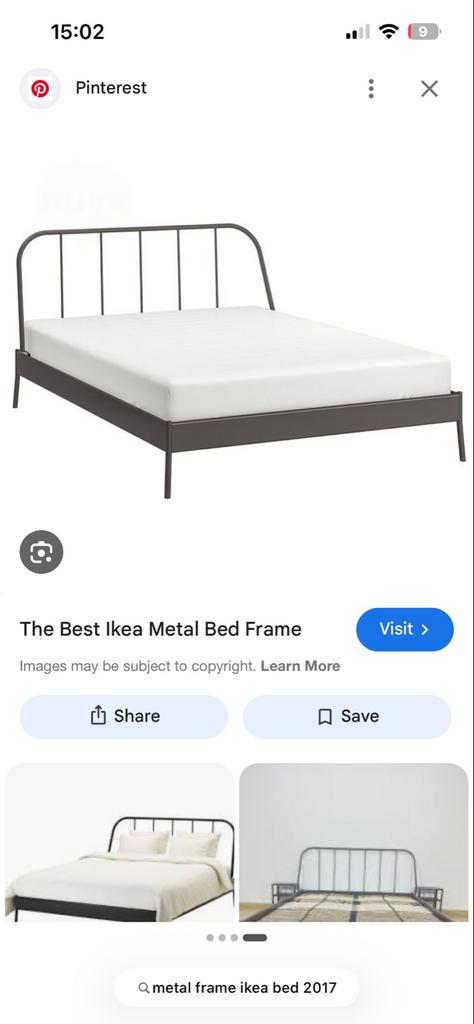 Ikea metalen bedframe, Ophalen, Gebruikt, Tweepersoons, 140 cm