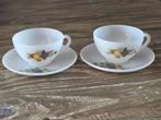 2x Vintage Arcopal France kop en schotel met fruitmotief, Ophalen of Verzenden