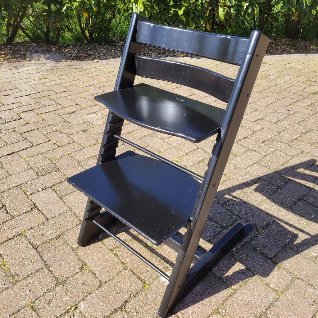 Stokke Tripp Trapp zwart + Newborn set compleet, Ophalen of Verzenden, Meegroeistoel