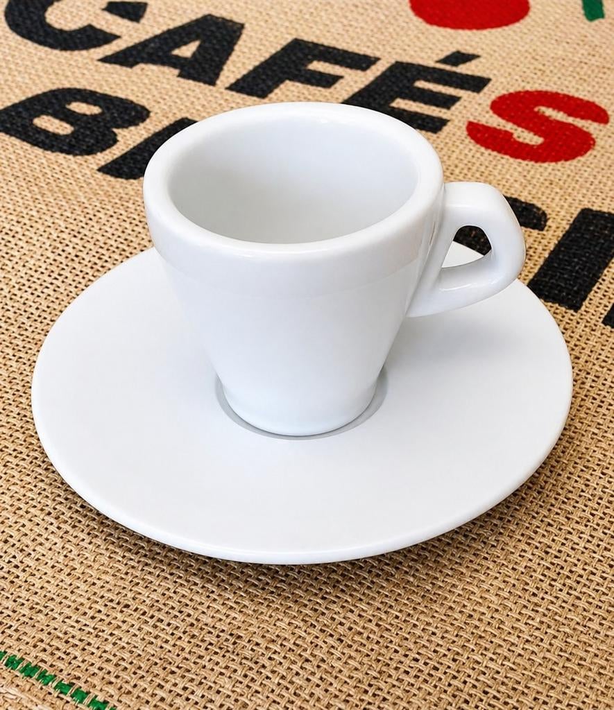 9x Clubhouse espresso kopjes met schotel, Clubhouse, Ophalen of Verzenden, Zo goed als nieuw, Effen