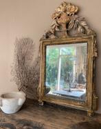 Prachtige 18e eeuws antiek franse spiegel met kuif, Ophalen, Rechthoekig, Minder dan 50 cm