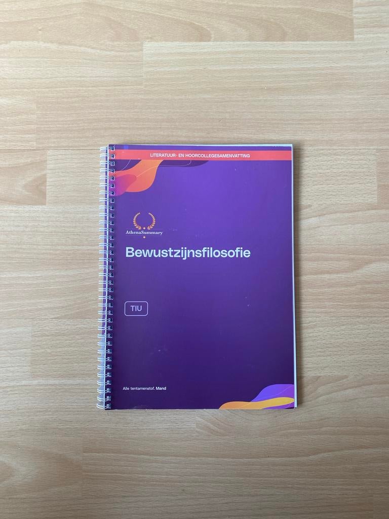 Athena Summary: Bewustzijnsfilosofie - Psychologie Tilburg, Ophalen of Verzenden, Gamma, Zo goed als nieuw, WO
