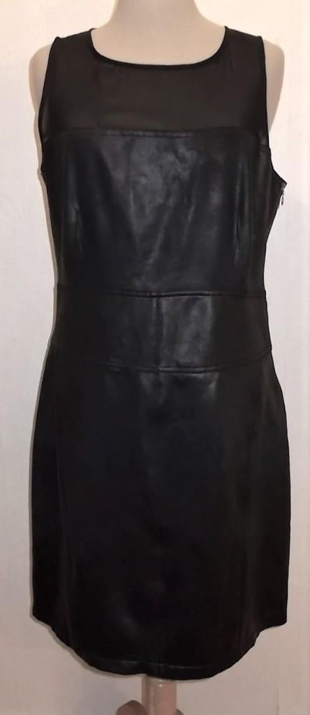 Stoer leather look jurk met gaas bovenlijfje van Eva Kayan!M, Maat 38/40 (M), Verzenden, Zwart, Zo goed als nieuw