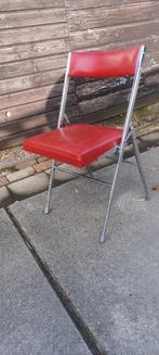 vintage design frans? 70er jaren klapstoel chroom/ rood skai, Ophalen, Gebruikt, Overige materialen, Vintage