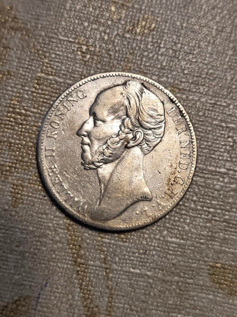 Zilveren 1 Gulden Munt Willem II 1843, 1 gulden, Zilver, Ophalen of Verzenden, Losse munt