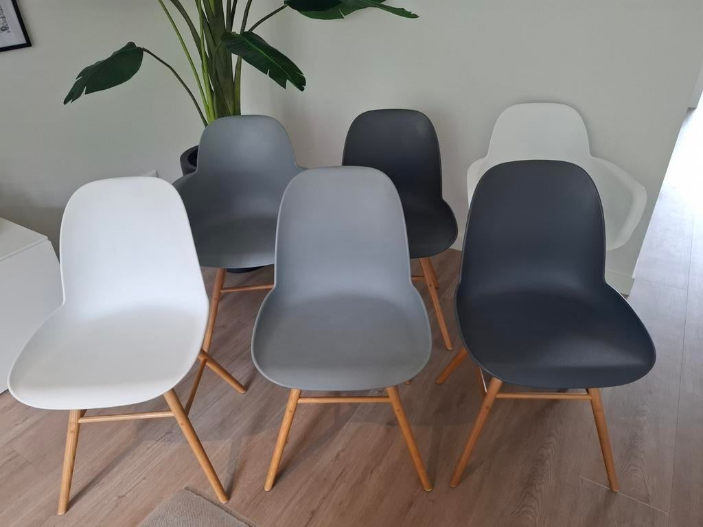 6x Zuiver Albert Kuip eetkamerstoelen – hippe set!, Huis en Inrichting, Stoelen, Ophalen, Kunststof, Wit, Zo goed als nieuw