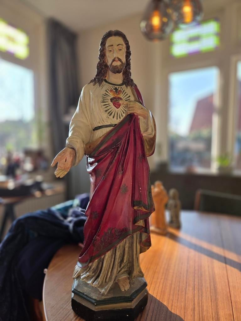 Heilig Hart beeld gips 66 cm, Antiek en Kunst, Ophalen of Verzenden