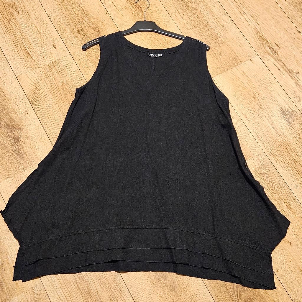 Diva mouwloos tuniek lichte a-lijn incl verzend, Kleding | Dames, Verzenden, Diva Tuniek, Zwart, Maat 42/44 (L)