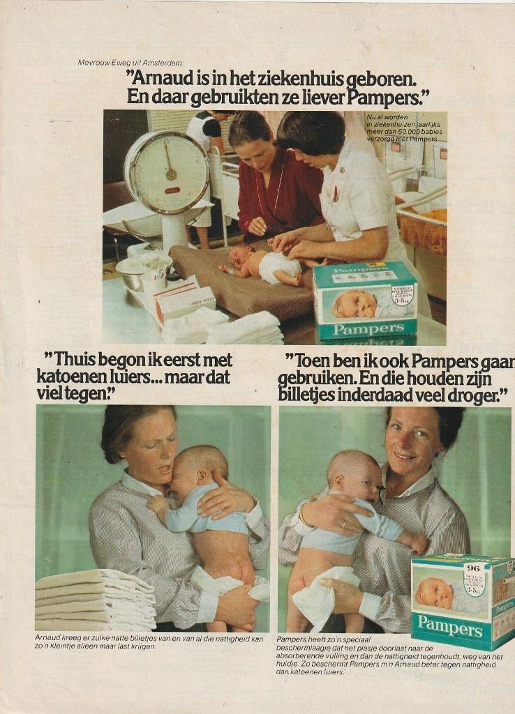 Retro reclame 1981 Pampers baby luiers voor baby Arnoud, Verzenden, Overige typen
