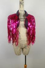 Roze dames glitter jas met kwastjes / glimmend jasje vrouwen, Maat 38/40 (M), Verzenden, Nieuw, Overige thema's