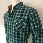 Genti Skin Fit Overhemd Maat 43 - Groen/Blauw Ruit, Verzenden, Zo goed als nieuw, Groen, Halswijdte 43/44 (XL)