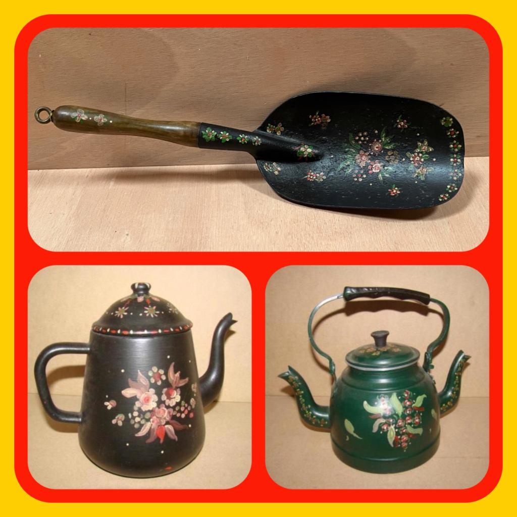 124. Oude Hindeloopen Koffiekan Theekan en Kolenschop, Ophalen of Verzenden