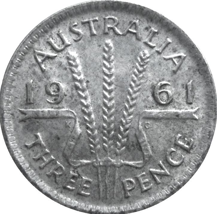 Australië 3 pence 1961 (UNC-, zilver), Ophalen of Verzenden, Losse munt, Zilver