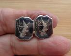 zilveren SIAM niello oorclips met danser [2015], Ophalen of Verzenden, Zo goed als nieuw, Zilver, Zilver