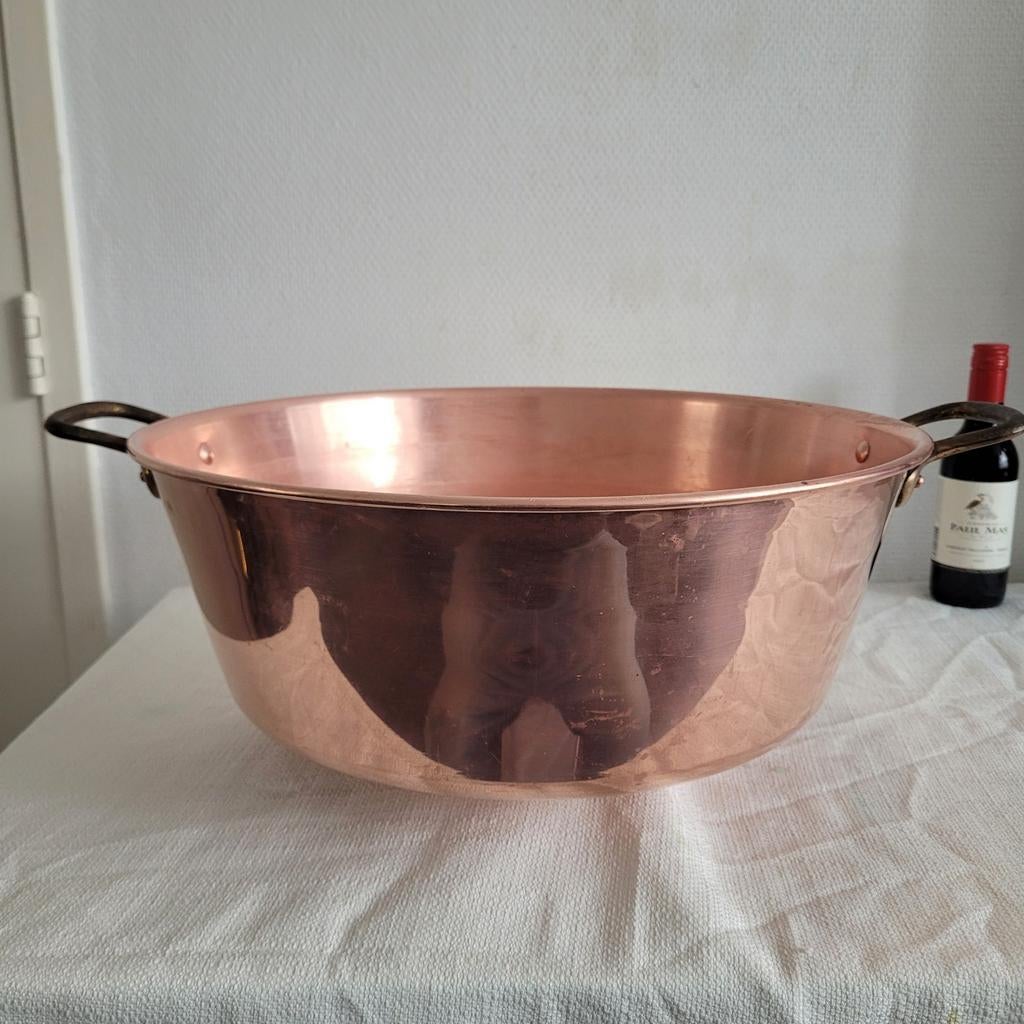 Franse koperen jampan confiturepan confiturenpan  04, Ophalen of Verzenden, Gebruikt, Overige materialen, Koekenpan of Braadpan