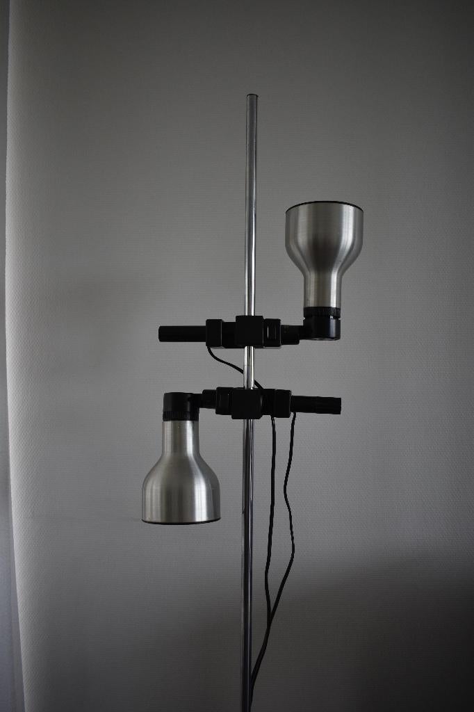 Philips retro vintage vloerlamp met 2 kappen design jrn 70, Gebruikt, 100 tot 150 cm, Metaal, Ophalen