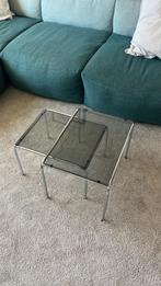 Vintage mimiset chroom rookglas bijzettafeltjes rvs jaren 70, Minder dan 55 cm, Rechthoekig, Ophalen, 45 tot 60 cm