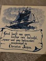 Tegeltje met christelijke tekst en scheepsmotief, Ophalen of Verzenden