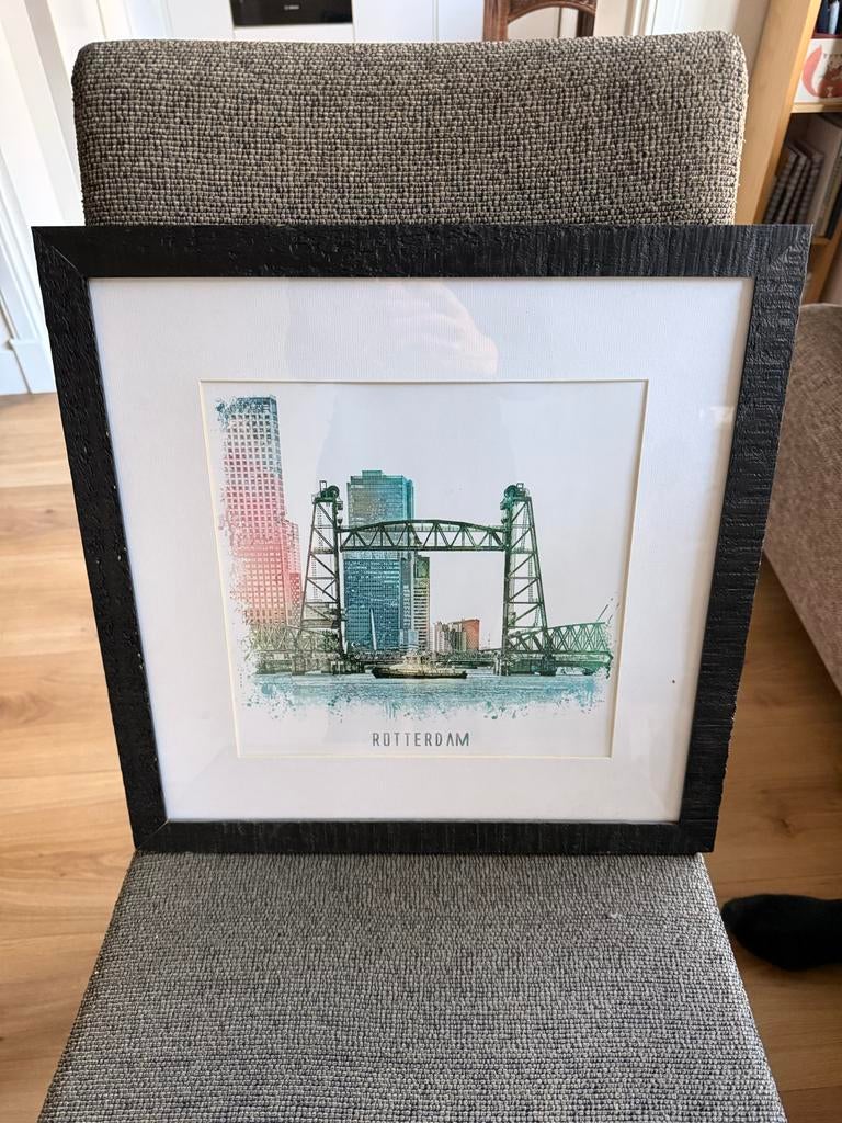 Schilderij van Rotterdam incl. lijst, Antiek en Kunst, Ophalen of Verzenden