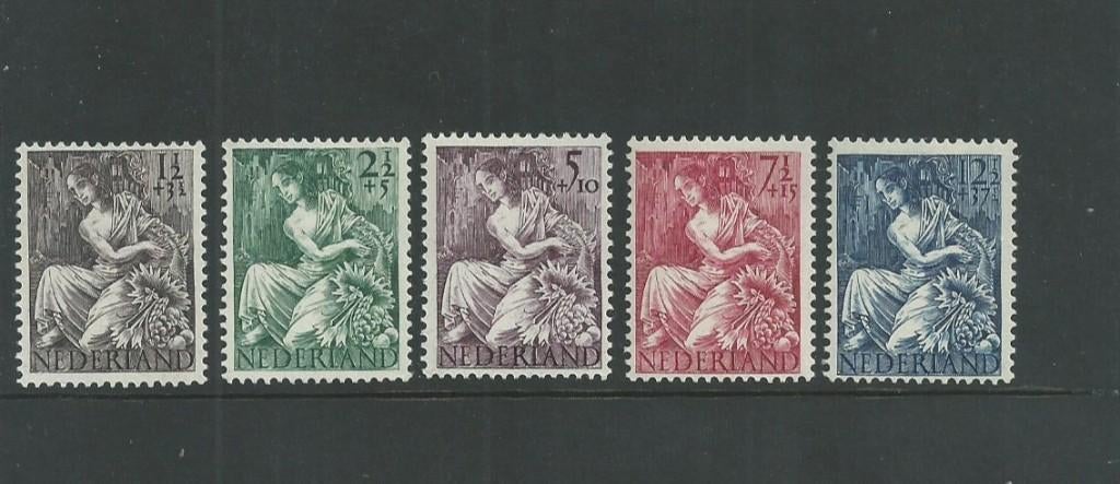 Nederland 1946, NVPH 449 t/m 453, Ongebruikt., Verzenden, Na 1940, Postfris