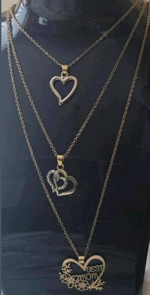 Drie verschillende kettingen met hangers (Moederdag), Ophalen of Verzenden, Nieuw, Goud, Overige materialen