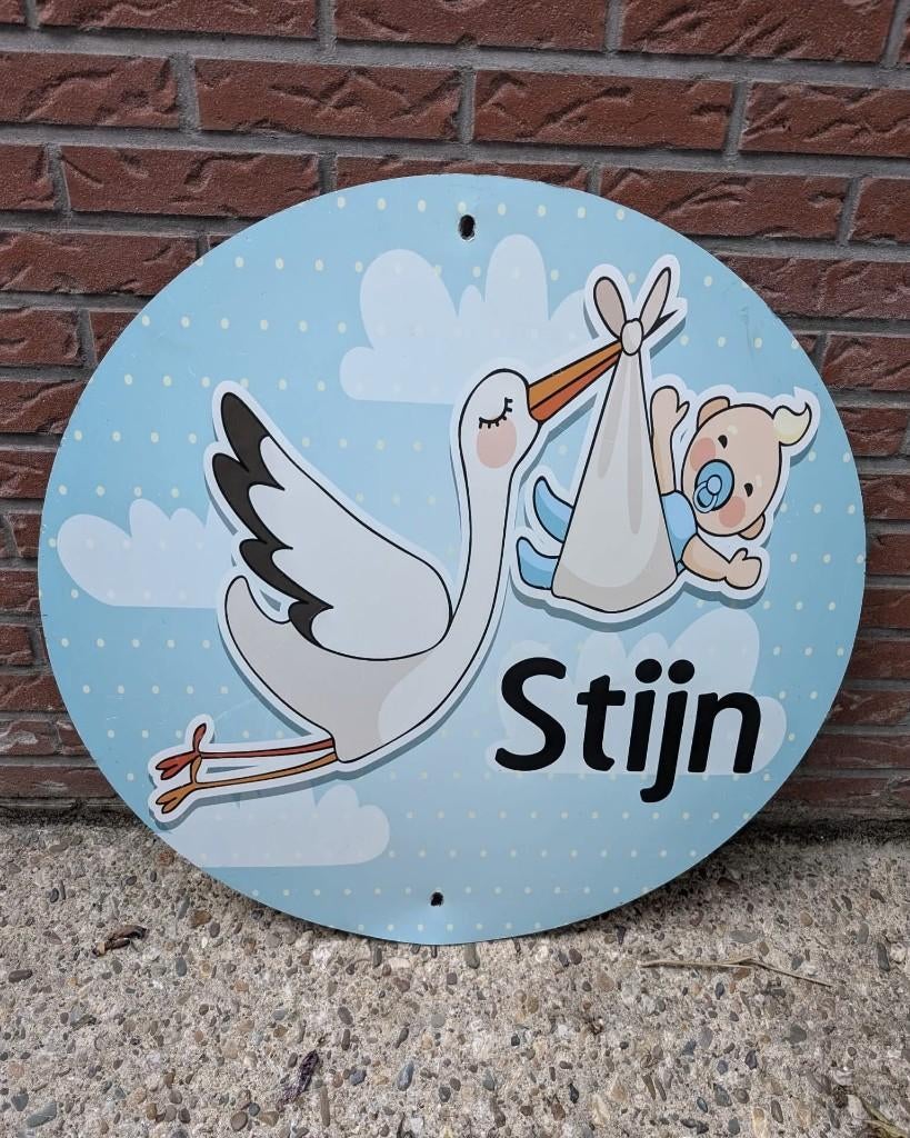 Ooievaar blauw, Kinderen en Baby's, Kraamcadeaus en Geboorteborden, Ophalen, Gebruikt, Geboortebord