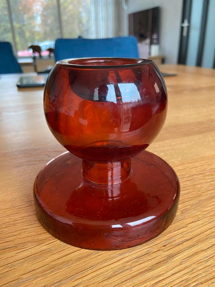 Glazen bolkandelaar, 2 manieren te gebruiken, Huis en Inrichting, Woonaccessoires | Kandelaars en Kaarsen, Zo goed als nieuw, Kandelaar