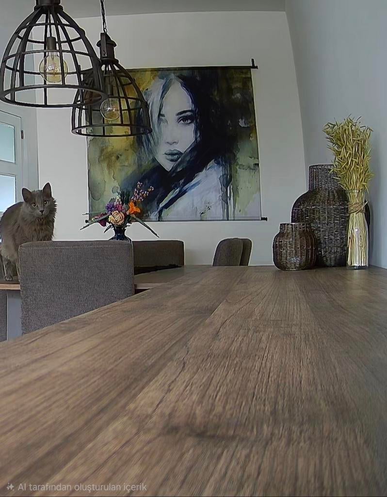 Wandkleed met abstract portret van vrouw, Ophalen, Gebruikt, Meerkleurig, Met ophangsysteem