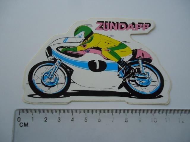 sticker oud Zundapp brommer bromfiets strip pop art retro, Verzenden, Zo goed als nieuw, Bedrijf of Vereniging