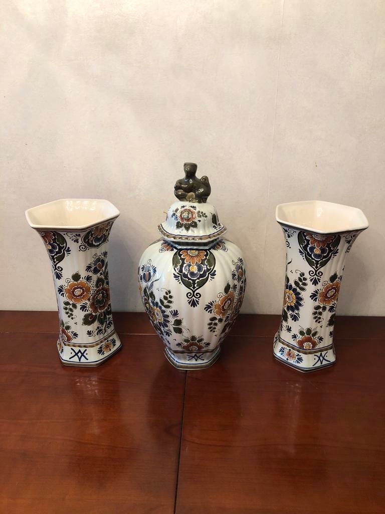 Delfts Blauw Vaas en Pot Set - Handgeschilderd Keramiek, Ophalen of Verzenden