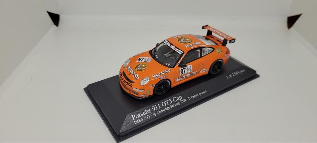 Minichamps 2007 Porsche 911 GT3 CUP Sebring Jagermeister, Ophalen of Verzenden, Zo goed als nieuw, Auto, MiniChamps
