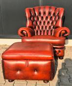 Chesterfield fauteuil met voetenbank(hocker), Antiek en Kunst, Ophalen of Verzenden