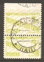 Haiti toeslagzegel mi nr 28 (zegelpaartje) 1 kant ongetand, Ophalen of Verzenden, Gestempeld, Midden-Amerika