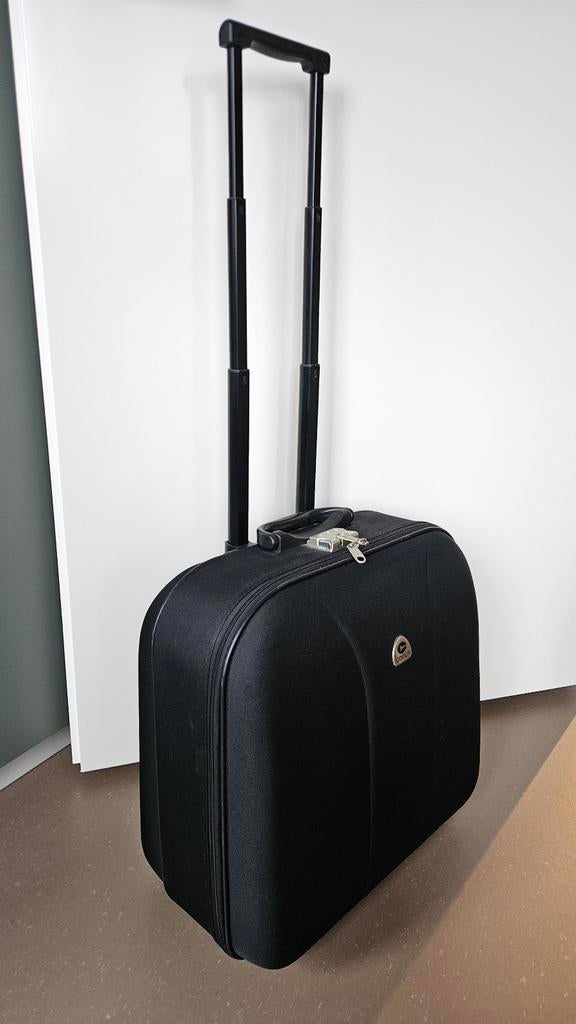 Zwarte reiskoffer compact weekend handbagage, Sieraden, Tassen en Uiterlijk, Koffers, Wieltjes, Hard kunststof, Minder dan 50 cm