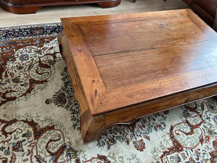 Massief houten opiumsalontafel, landelijke stijl, Huis en Inrichting, Tafels | Salontafels, Gebruikt, Minder dan 50 cm, 50 tot 100 cm
