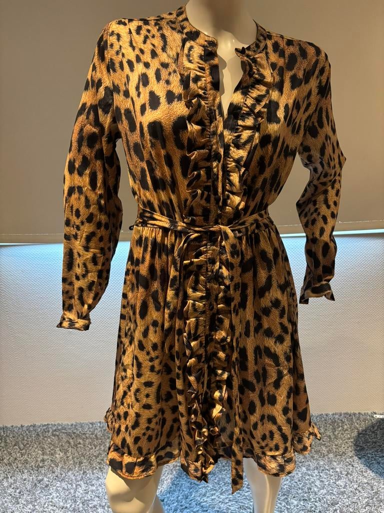 Lona mila jurk met vlekjes patroon maat 38, Maat 38/40 (M), Bruin, Ophalen of Verzenden, Zo goed als nieuw