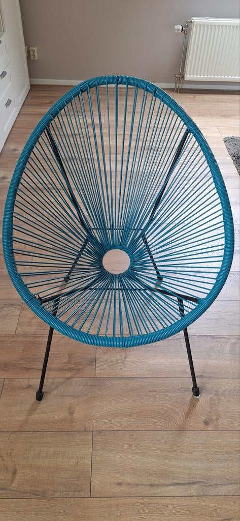 Blauw/groene kuipstoel, Ophalen, Blauw, Kunststof, Eén