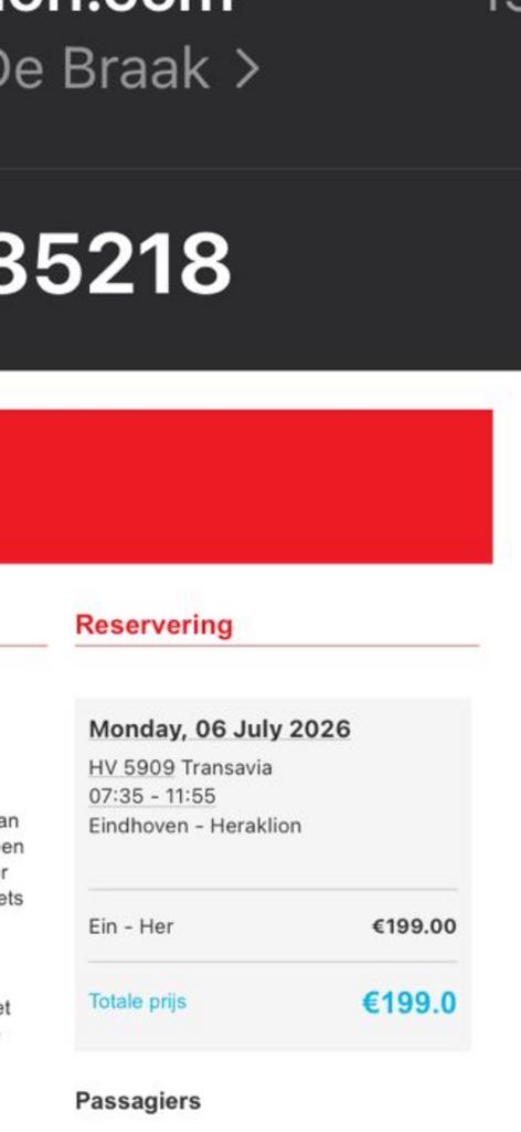 Vliegticket, Tickets en Kaartjes, Overige typen, Eén persoon, Juni