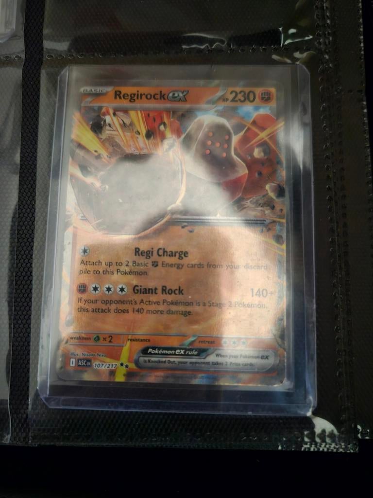Pokemon Regirock ex 107/217 Ascended Heroes, Ophalen of Verzenden, Zo goed als nieuw, Losse kaart, Foil