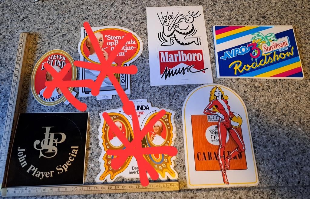 Diverse vintage stickers Tabak sigaretten per stuk, Verzamelen, Ophalen of Verzenden, Zo goed als nieuw