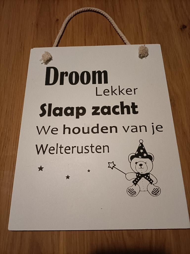 ophang bord met tekst, Ophalen of Verzenden, Zo goed als nieuw, Wanddecoratie