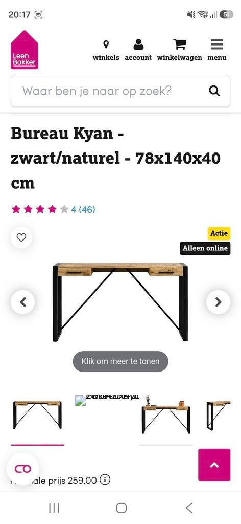 Klein bureau, Huis en Inrichting, Bureaus, Ophalen, Zo goed als nieuw, Industrieel, 40 cm