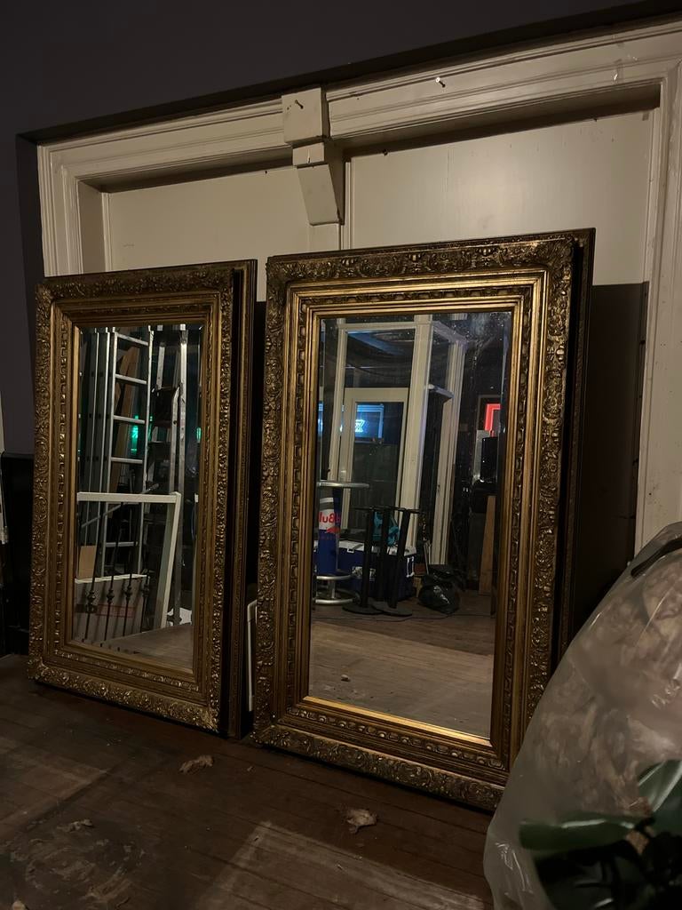 2 Grote Spiegels in Gave Lijst - 163x100cm, Ophalen, Rechthoekig, 100 tot 150 cm, 150 tot 200 cm