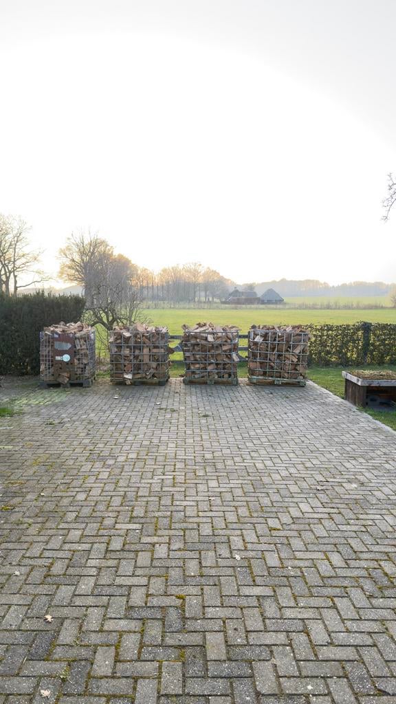 4 kuub gekloofd eiken haardhout, Tuin en Terras, Haardhout, 3 tot 6 m³, Ophalen, Eikenhout, Blokken