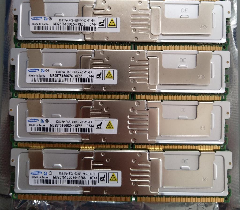 16GB kit 4 stuks HP Samsung 4GB PC2-5300F M395T5160QZ4-CE66, Computers en Software, RAM geheugen, Gebruikt, Ophalen of Verzenden