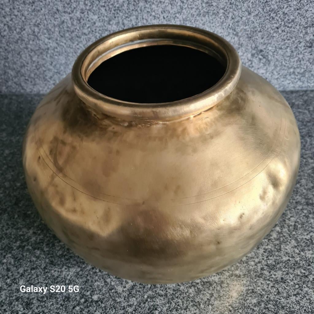 Zware messing antieke kookpot uit India met inscripties, Antiek en Kunst, Ophalen of Verzenden