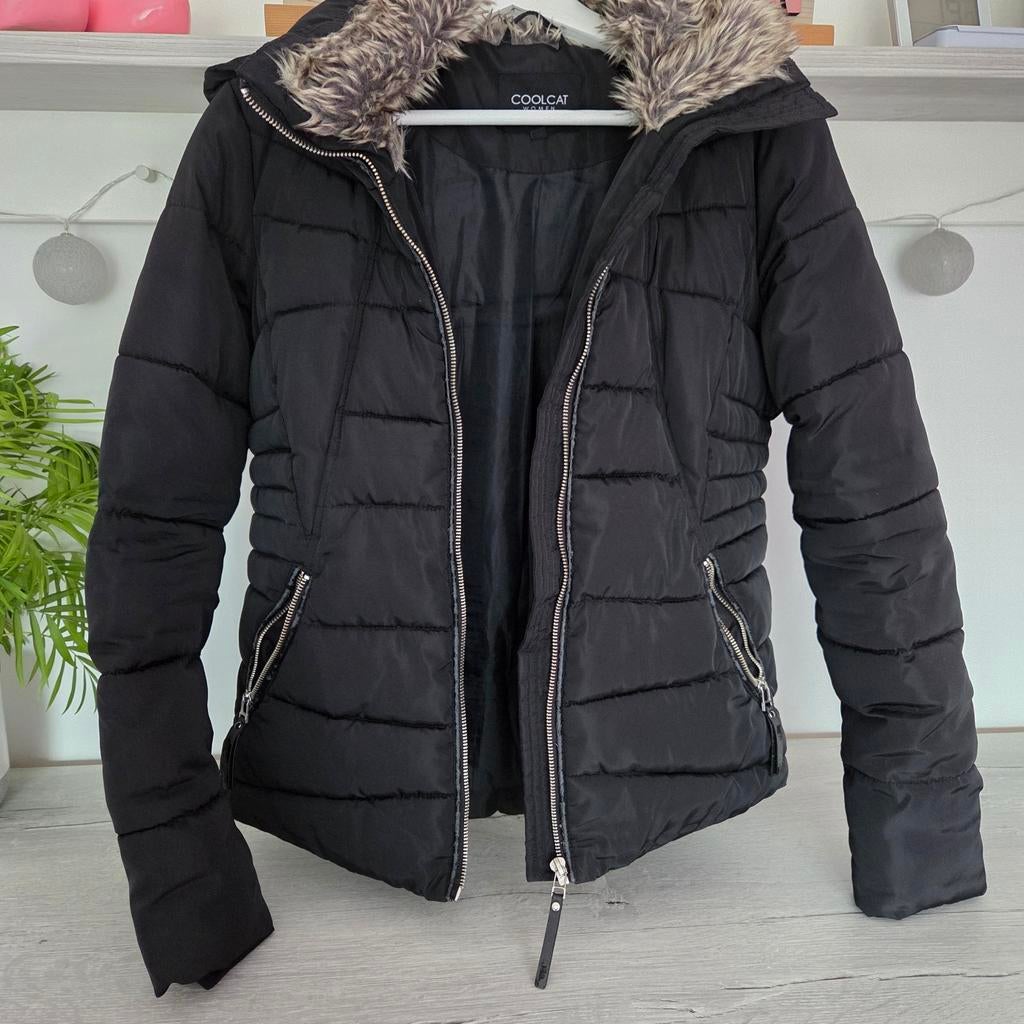Coolcat dames gewatteerde jas - Zwart - Maat S, Kleding | Dames, Jassen | Winter, Gedragen, Maat 36 (S), Zwart, Ophalen of Verzenden
