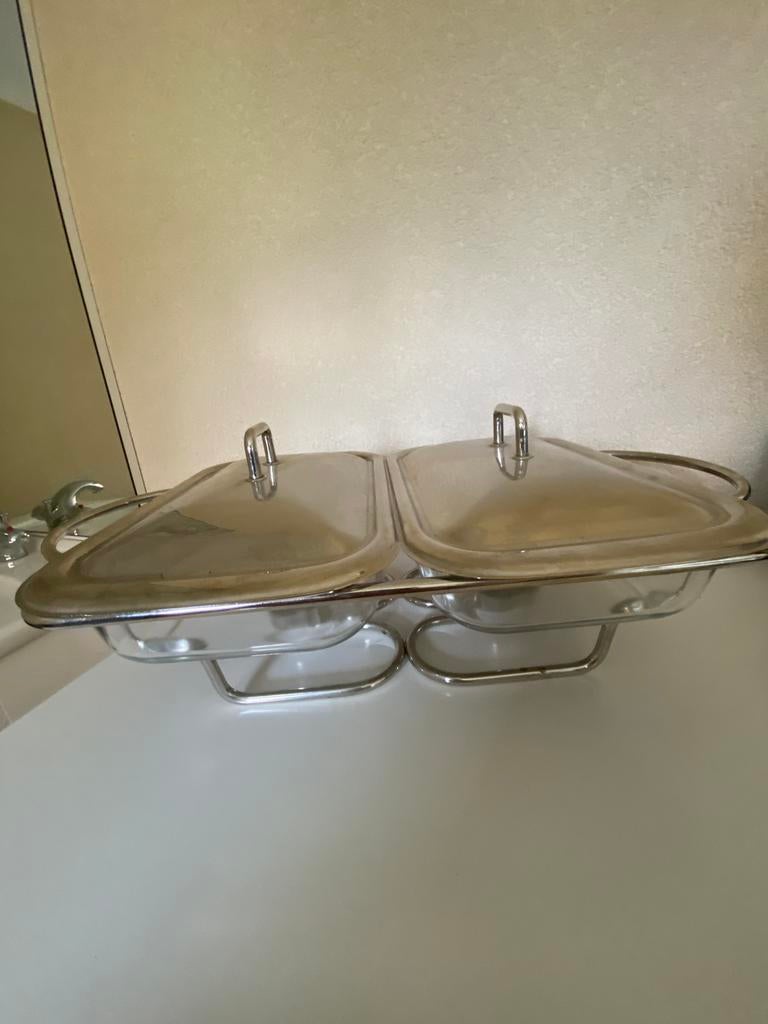 Rechaud met dubbele ovenvaste schalen, Huis en Inrichting, Keuken | Servies, Ophalen of Verzenden, Overige stijlen, Aardewerk