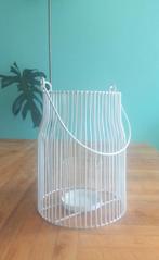 Windlicht metaal wit 20cm hoog, Huis en Inrichting, Woonaccessoires | Kandelaars en Kaarsen, Ophalen of Verzenden, Wit, Metaal